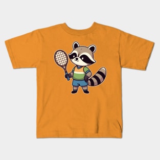 Racoon as Tennis player With Tennis racket Kids T-Shirt